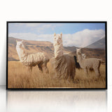 Large abstract wall art featuring a mid-century modernist depiction of a Bolivian landscape in earth tones on a framed…