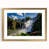 Extra large abstract art print of a textured Brazilian landscape in muted earth tones, framed in gold.