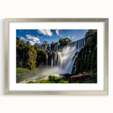 Textured abstract art print of a Brazilian landscape in muted earth tones, framed in silver, ideal for bedroom art.