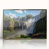 Acrylic print of a Brazilian landscape in mid-century modernist style, with warm earth tones.