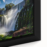 Black wall art featuring a textured, colorful abstract design on a framed canvas, ideal for living room decor.