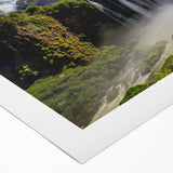 Art deco poster featuring a stylized Rio de Janeiro landscape in muted green and blue tones on rolled canvas.