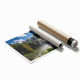 Extra large rolled print of a vibrant Brazilian landscape with lush greenery and floral elements.