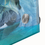 Large abstract wall art depicting a Chilean landscape in muted earth tones on acrylic glass, ideal for dining room ambiance.