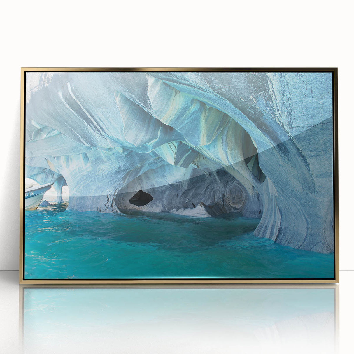 Framed acrylic print of a South American landscape in mid-century modernist style, featuring earthy tones.