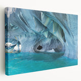 Side view of a stretched canvas featuring a serene Chilean landscape in muted earth tones, ideal for kitchen wall art.