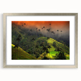Textured abstract art print of a South American landscape in muted earth tones, framed in silver, ideal for bedroom art.