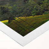 Art deco poster featuring a vintage Colombian landscape on rolled canvas, suitable for dining room decor.