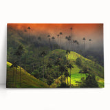 Black and white photograph of a Colombian landscape on stretched canvas, ideal for kitchen wall art or bedroom ambiance.