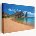 Galapagos scenery on large stretched canvas, featuring oceanic and volcanic imagery in natural tones.