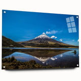 Acrylic print of a large abstract depiction of South American scenery in muted earth tones.