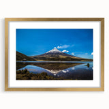 Extra large abstract art print of a textured South American landscape in a gold frame, ideal for living room decor.