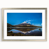 Textured abstract art print of a South American landscape in muted earth tones, framed in silver, ideal for bedroom art.