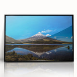 Large abstract wall art depicting a vibrant, textured South American landscape on a black framed acrylic.