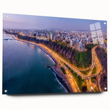 Acrylic print of a South American landscape featuring earthy tones and abstract style, suitable for dining room decor.