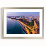 Textured abstract art print of a South American scenery in muted earth tones, framed in silver, ideal for bedroom art.