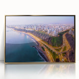 Framed acrylic print of a South American Peruvian landscape in earth tones, ideal for modern art wall decor.