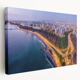 Panoramic view of Machu Picchu in muted green and brown tones on large stretched canvas, suitable for kitchen wall art.