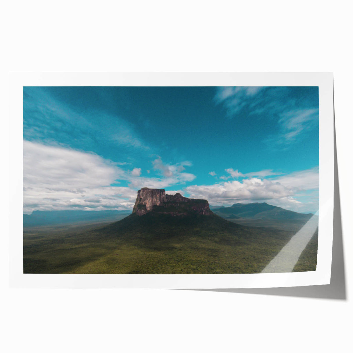Extra large rolled print of a vibrant Venezuelan landscape with lush florals, perfect for dining room wall art.