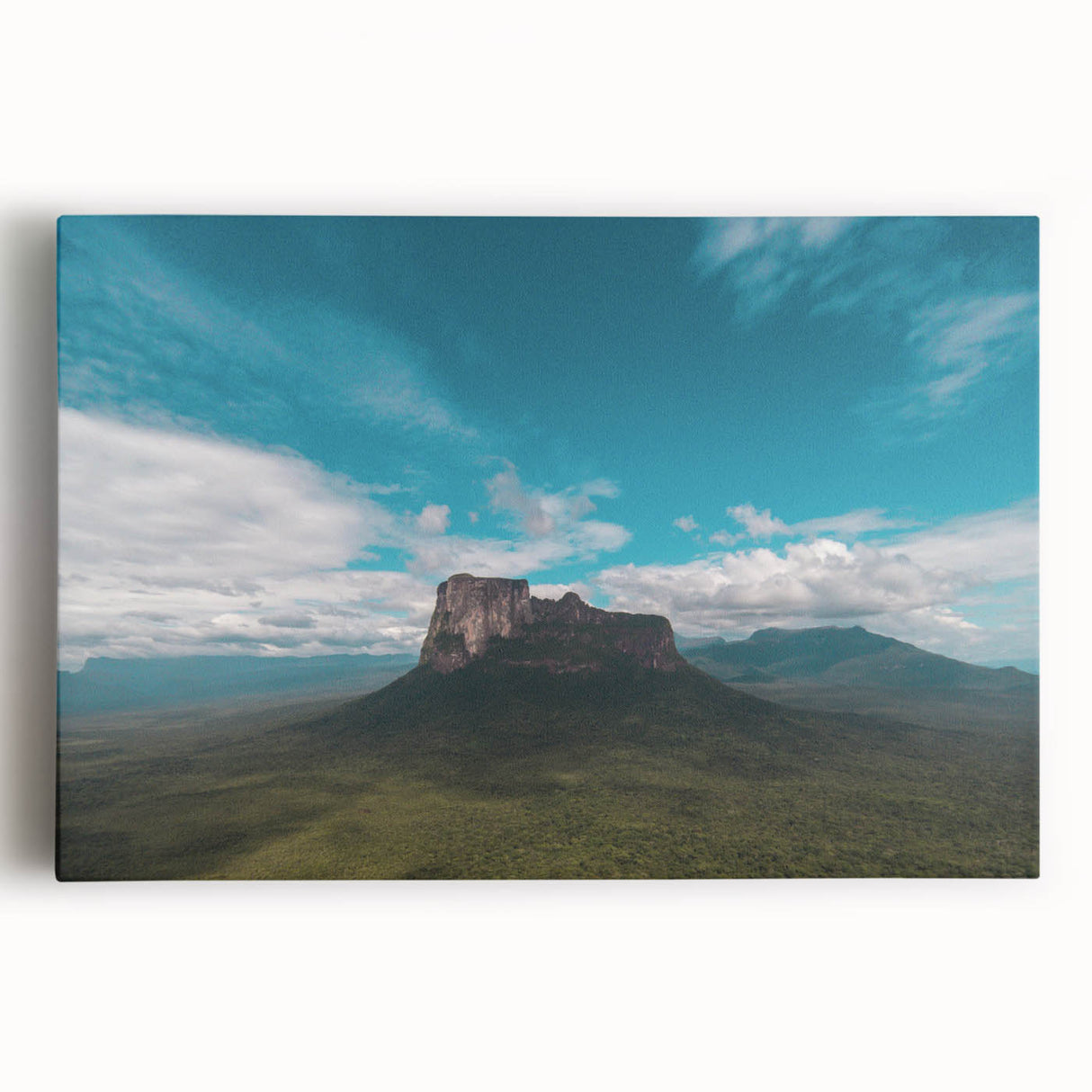 Large black and white stretched canvas of a Venezuelan landscape, ideal for kitchen wall art.