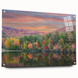 Large abstract wall art of Alabama scenery in muted earth tones on acrylic glass, suitable for bedroom or dining room decor.