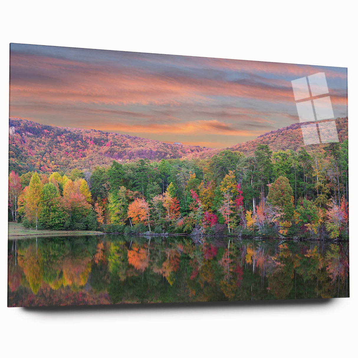 Acrylic print of a large abstract depiction of Alabama scenery in muted earth tones.