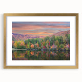 Extra large abstract art print of Alabama scenery in muted earth tones on a framed canvas, ideal for living room decor.