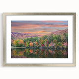 Textured abstract art print depicting a serene Alabama landscape, in muted earth tones on a framed silver mat.