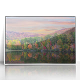 Art deco poster of Alabama scenery in muted colors on framed acrylic, ideal for modern nursery wall art.