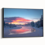 Black and white framed canvas of an Alaskan landscape, ideal for bedroom wall decor.