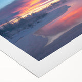 Art deco poster of Alaska scenery in muted earth tones on rolled canvas, suitable for dining room wall art.