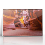 Modern art wall decor featuring the Antelope Canyon in Arizona on a white-framed acrylic print.