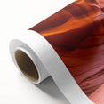 Art Deco poster of Antelope Canyon in muted orange and brown tones on rolled canvas, ideal for nursery wall art.