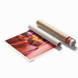 Extra large rolled print of Antelope Canyon in Arizona, featuring warm earth tones, suitable as classy bathroom wall art.