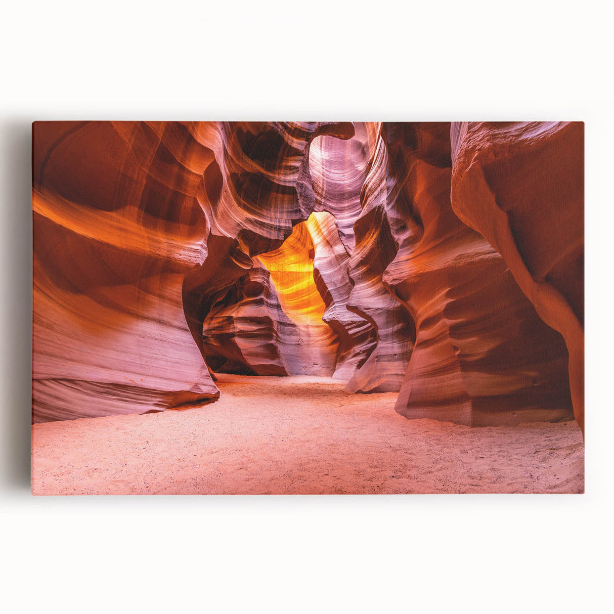 Black and white photograph of Antelope Canyon on stretched canvas, suitable for kitchen wall art.