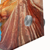 Large abstract depiction of Arizona's Coyote Buttes in muted earth tones on acrylic glass, ideal for dining room art.