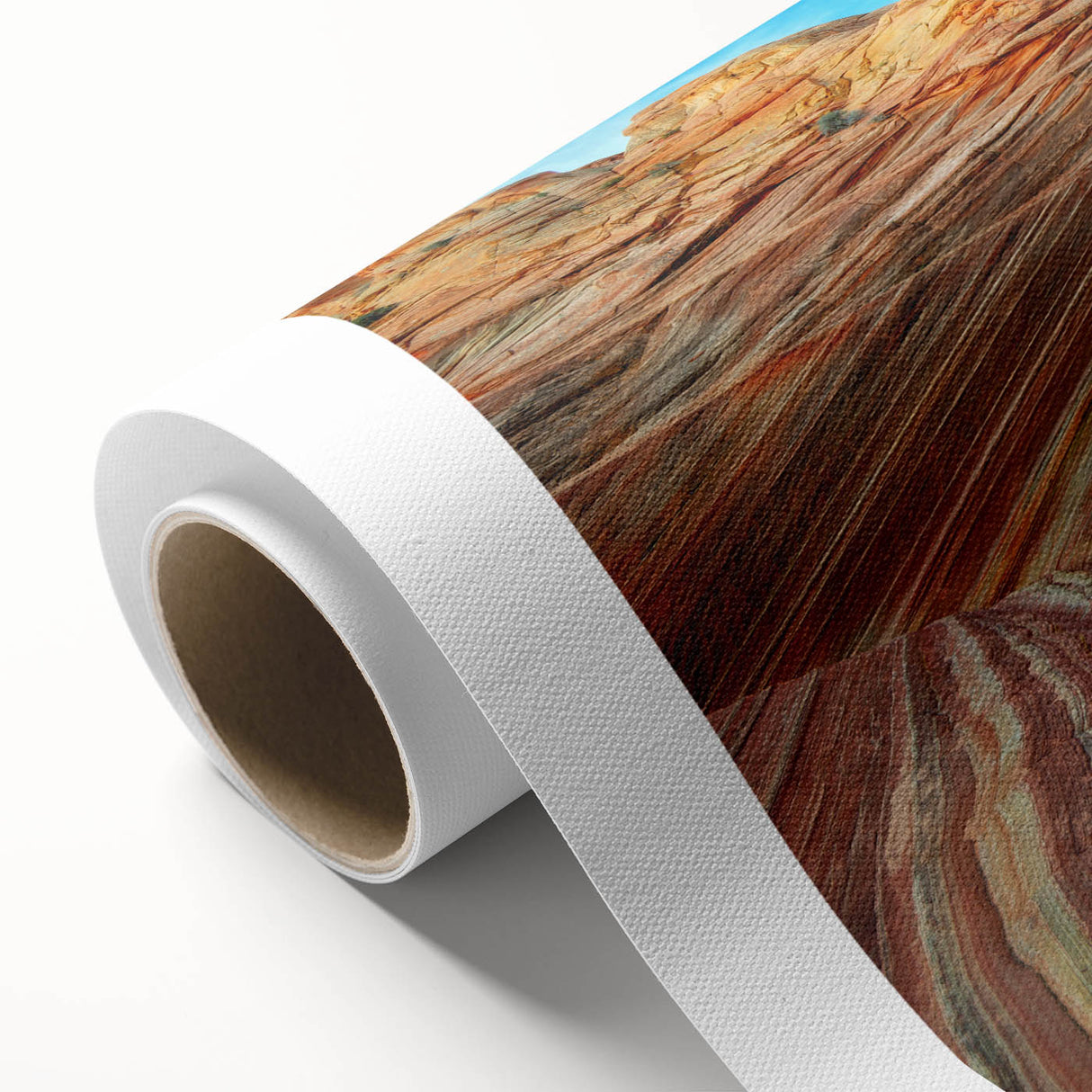 Art Deco-style poster of Arizona's Coyote Buttes in pastel shades on rolled canvas, suitable for nursery wall art.