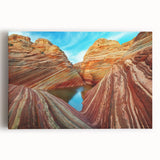 Black and white photograph of Arizona's Coyote Buttes on stretched canvas, ideal for kitchen art.