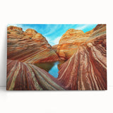 Black and white photograph of Arizona's Coyote Buttes on stretched canvas, ideal for kitchen wall art or bedroom.