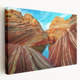 A landscape of Arizona's Coyote Buttes in earthy red and orange tones on a stretched canvas, suitable for kitchen wall art.