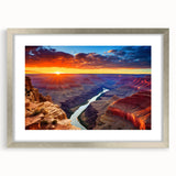 Textured art print of the Grand Canyon in muted earth tones on a framed canvas, ideal for bedroom decor.