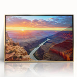 Acrylic print of the Grand Canyon in gold tones, framed, ideal for modern art wall decor.