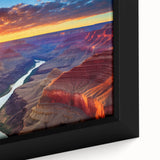 Extra large framed canvas featuring a textured depiction of the Grand Canyon in black with colorful art accents.