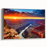 Framed canvas landscape art painting of the Grand Canyon in muted earth tones, ideal for living room decor.