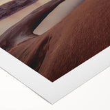 Art deco poster of Lake Powell with muted blue and beige tones on rolled canvas, suitable for dining room decor.