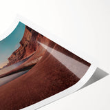 Extra large wall art featuring a serene Lake Powell landscape with muted blue and earth tones on rolled canvas.