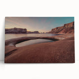 Black and white photo of Lake Powell on stretched canvas, ideal for kitchen wall art or bedroom ambiance.