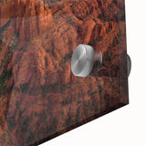 Large abstract depiction of Sedona, Arizona in muted earth tones on acrylic glass, suitable for dining room art.
