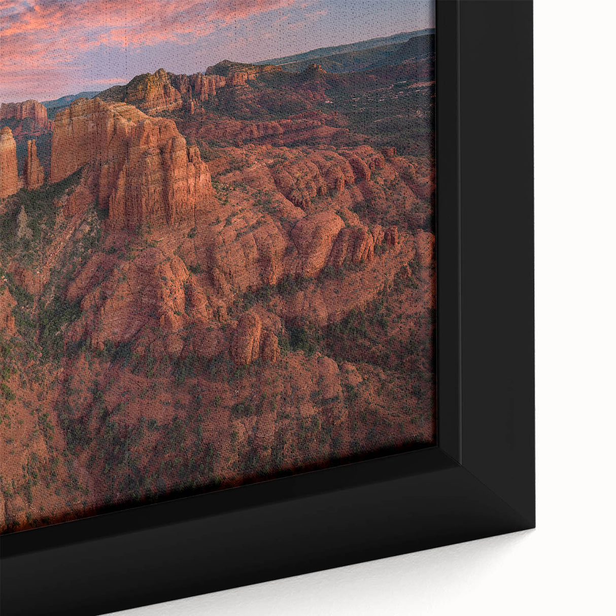 Extra large framed canvas featuring a textured depiction of Sedona's landscape in vibrant colors.
