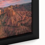 Extra large framed canvas featuring a textured depiction of Sedona's landscape in vibrant colors.